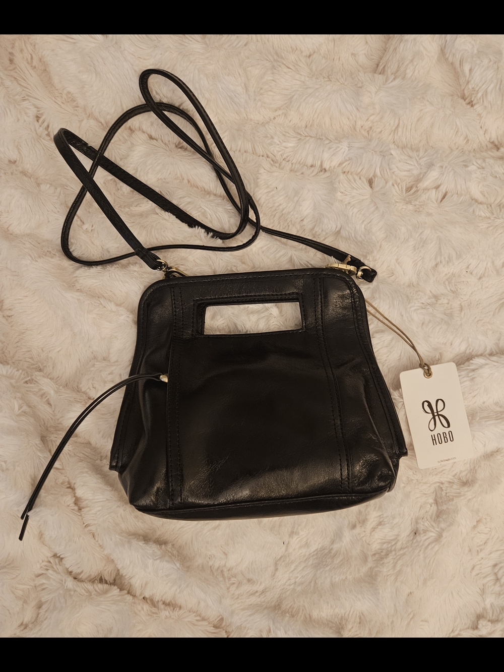 HOBO☆Black Leather Ace Crossbody Bag - NWT - Picture 2 of 8